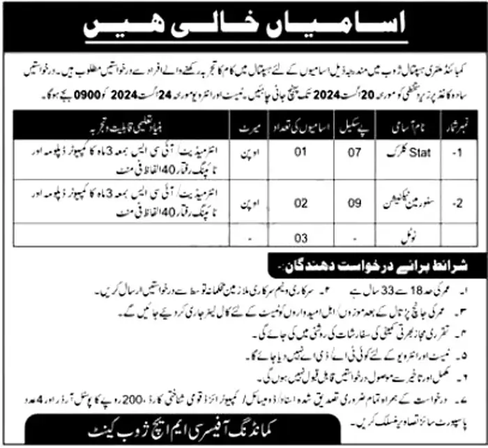 Latest CMH Jobs in Zhob August 2024